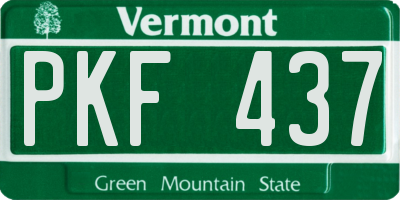 VT license plate PKF437