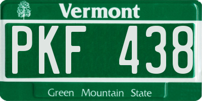 VT license plate PKF438