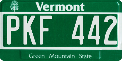 VT license plate PKF442