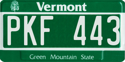 VT license plate PKF443