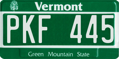 VT license plate PKF445