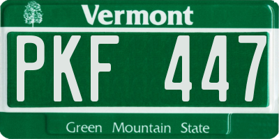 VT license plate PKF447