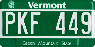 VT license plate PKF449