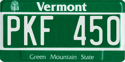 VT license plate PKF450