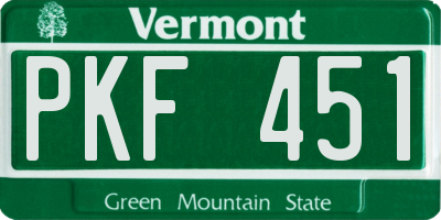 VT license plate PKF451