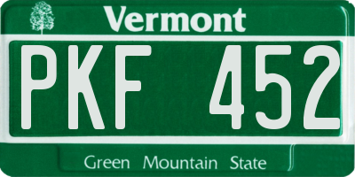 VT license plate PKF452