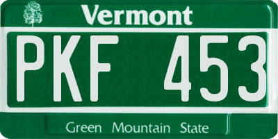 VT license plate PKF453