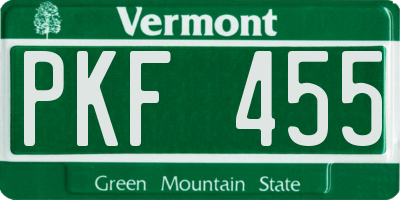 VT license plate PKF455