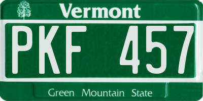 VT license plate PKF457