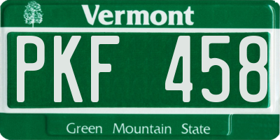 VT license plate PKF458