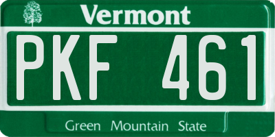 VT license plate PKF461