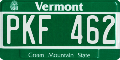 VT license plate PKF462