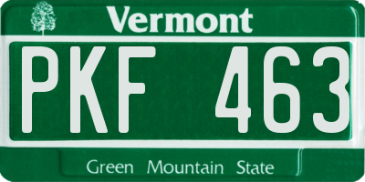 VT license plate PKF463