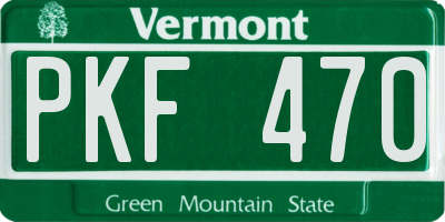VT license plate PKF470