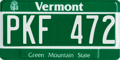 VT license plate PKF472