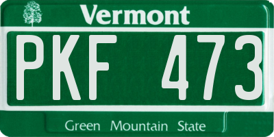 VT license plate PKF473
