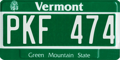 VT license plate PKF474