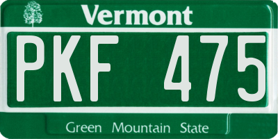 VT license plate PKF475