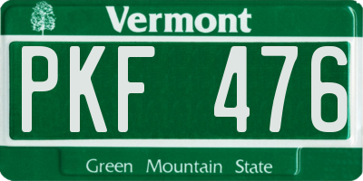 VT license plate PKF476
