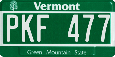 VT license plate PKF477