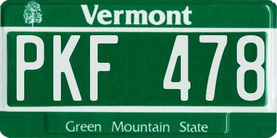 VT license plate PKF478
