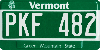 VT license plate PKF482