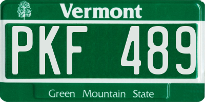 VT license plate PKF489