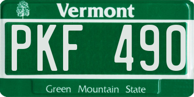 VT license plate PKF490