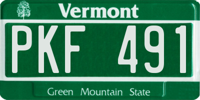 VT license plate PKF491