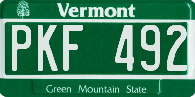 VT license plate PKF492