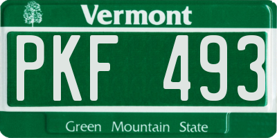 VT license plate PKF493