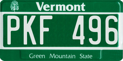VT license plate PKF496