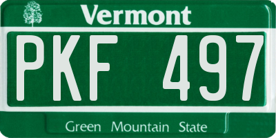 VT license plate PKF497