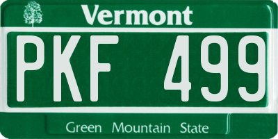 VT license plate PKF499