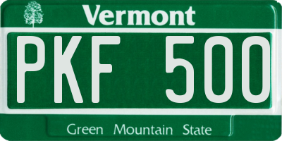 VT license plate PKF500