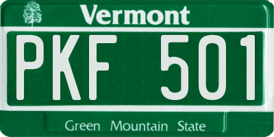 VT license plate PKF501