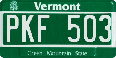 VT license plate PKF503