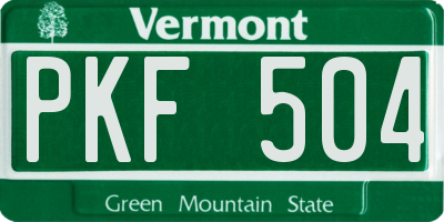 VT license plate PKF504