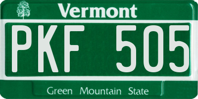 VT license plate PKF505