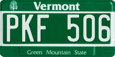 VT license plate PKF506