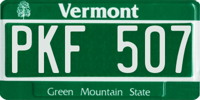 VT license plate PKF507
