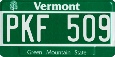 VT license plate PKF509