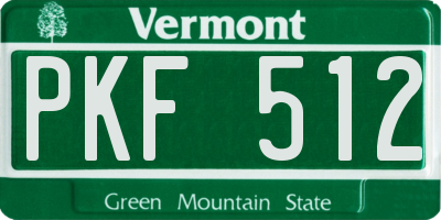 VT license plate PKF512