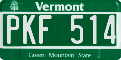 VT license plate PKF514