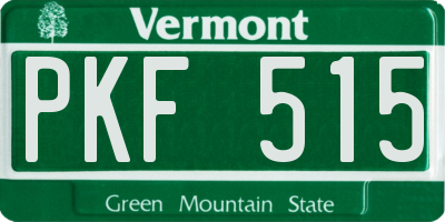 VT license plate PKF515