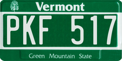 VT license plate PKF517