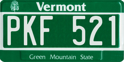 VT license plate PKF521