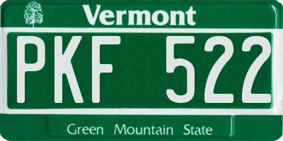 VT license plate PKF522
