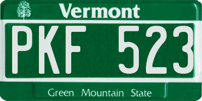 VT license plate PKF523