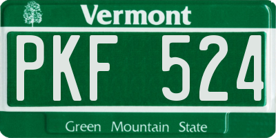 VT license plate PKF524
